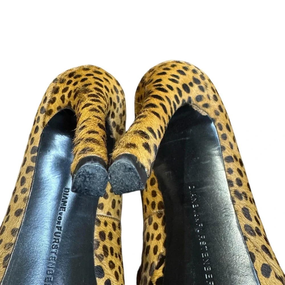Diane von Furstenberg Shoes Womens Leopard Pony‎ Hair Calf Hair Stiletto Heels